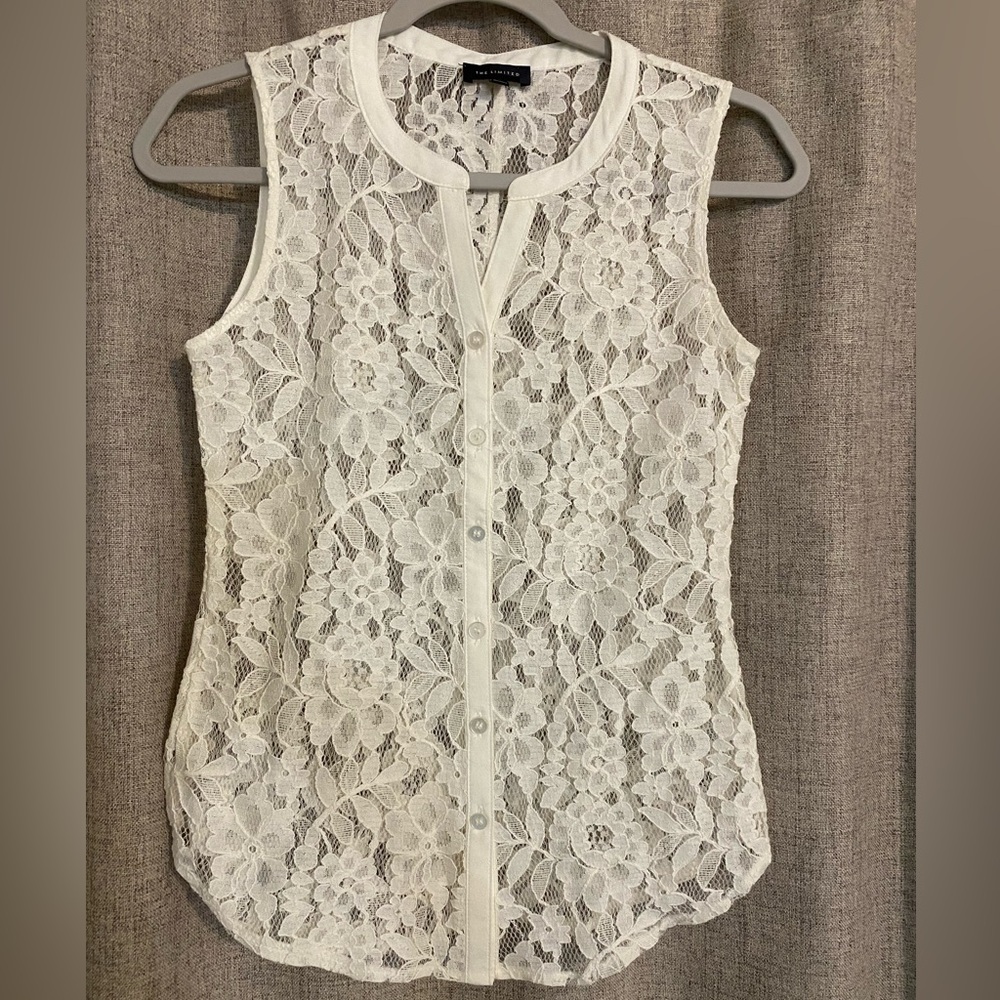 The Limited Ivory Lace Blouse- XS